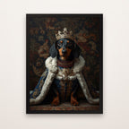 Example royal portrait of a dachshund, framed
