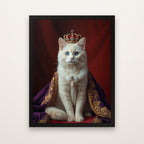 Example royal portrait of a white persian cat, framed